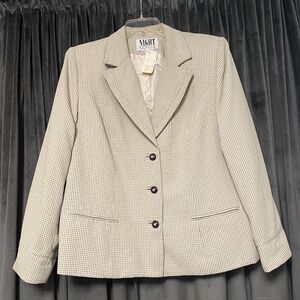 Vintage women’s jacket blazer Night Studio beige tan fitted plus size 18 NWT